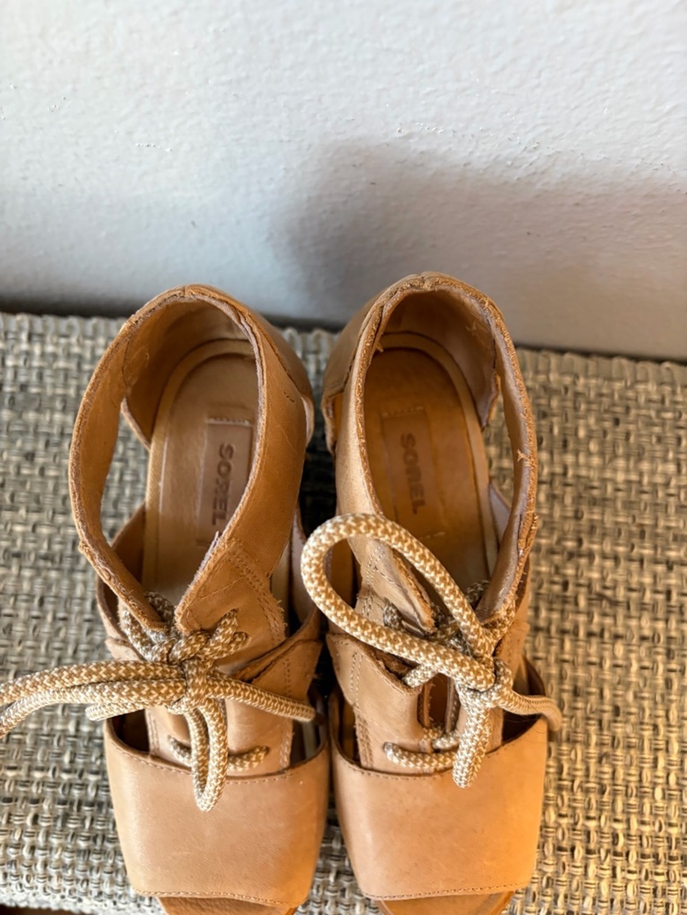 Sorel Joanie Sandals open toe wedges in tan - Picture 4 of 7